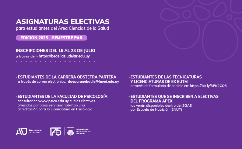 Inscripción a Unidades Curriculares Electivas para estudiantes del Área Ciencias de la Salud
